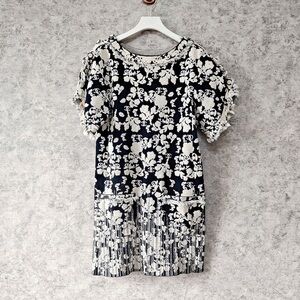 Authentic CHANEL Monochrome Floral Patterned Fabric